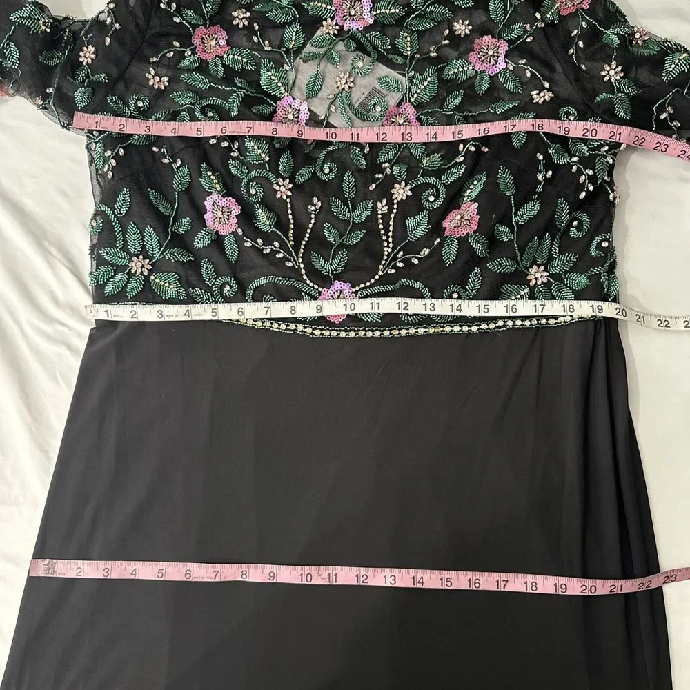 NWT $698 Mac Duggal [ 18 ]‎ Beaded Illusion High Neck Trumpet Gown Black #G1884 - Picture 5 of 16